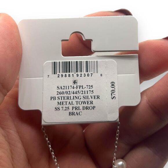 NWT Macy's Cultured Freshwater Pearl Dangle Drop Silver Bracelet NEW - Picture 4 of 12